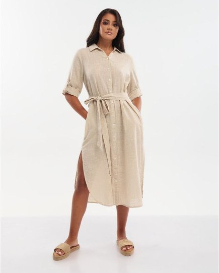LONG SHIRT IN BEIGE COLOR