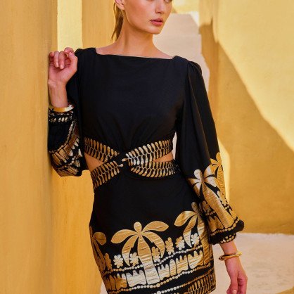 Black Dress with gold details