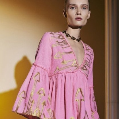 Pink Dress with gold details