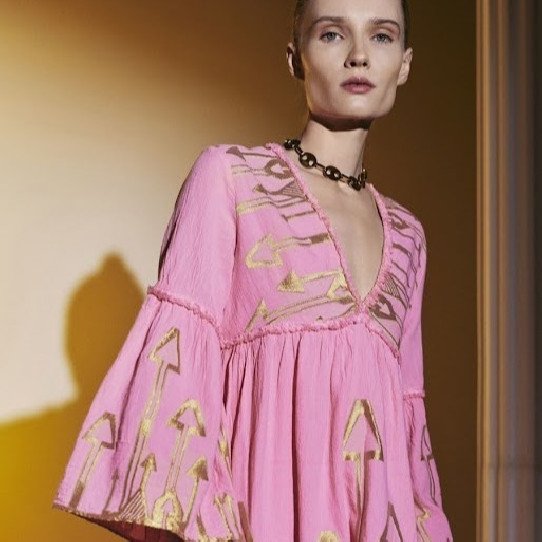 Pink Dress with gold details