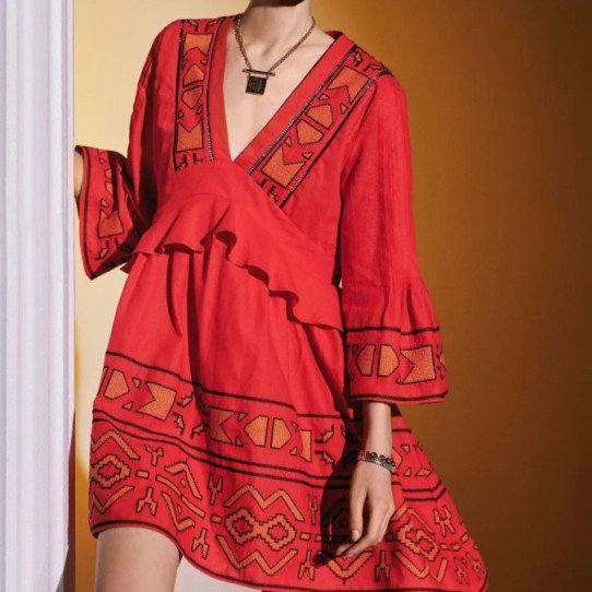 Red Dress with gold and black details