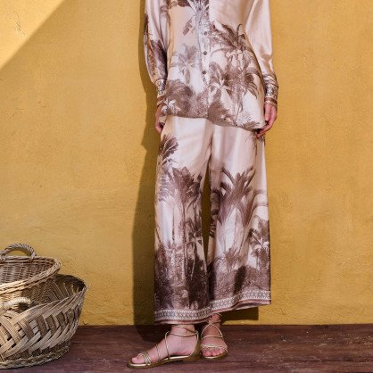 Pants in beige satin
